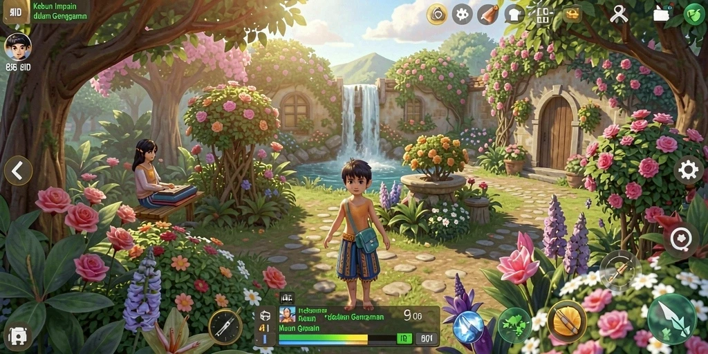 Tampilan gameplay Farming yang menawan dalam 8ID.