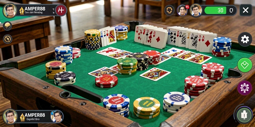 Tampilan gameplay Gaple yang menarik dan interaktif di AMPER88.