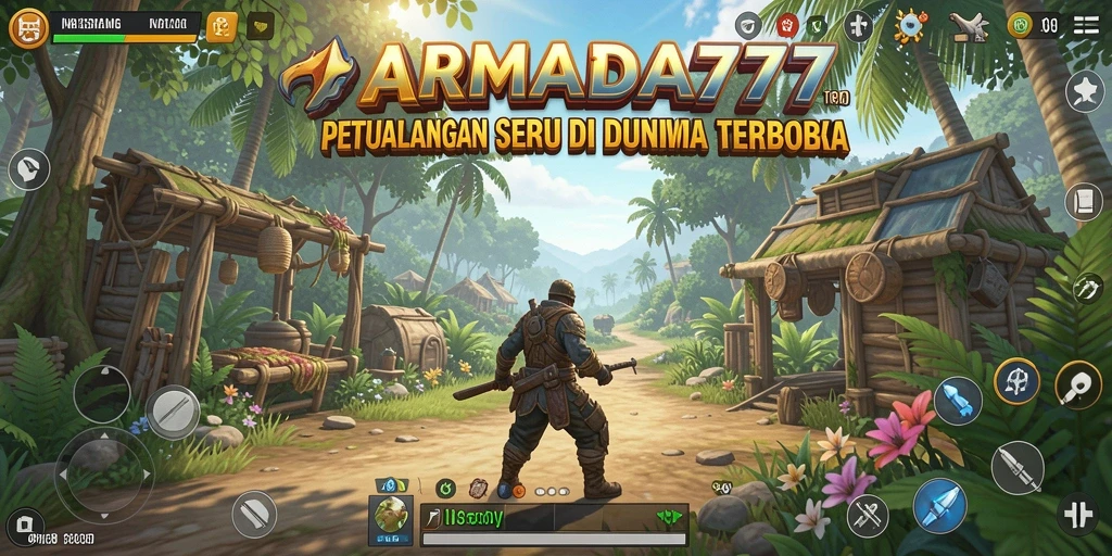 Tangkapan layar menampilkan aksi eksplorasi dalam dunia terbuka ARMADA777.
