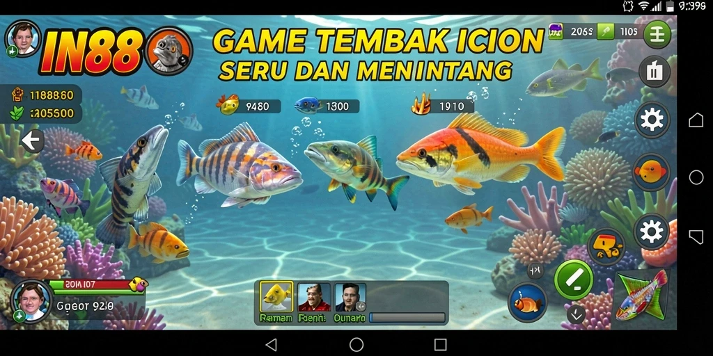 Screenshot gameplay IN88 menampilkan aksi tembak ikan yang seru.