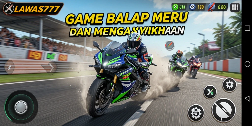 Tampilan gameplay balap motor yang mendebarkan di LAWAS777.