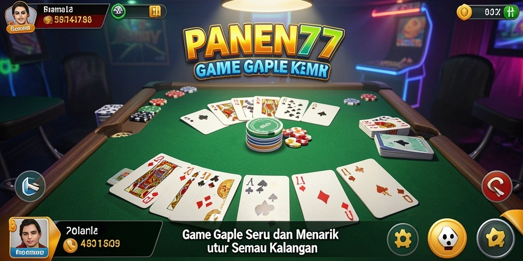 Tangkapan layar utama gameplay PANEN77 dengan suasana Gaple yang seru.