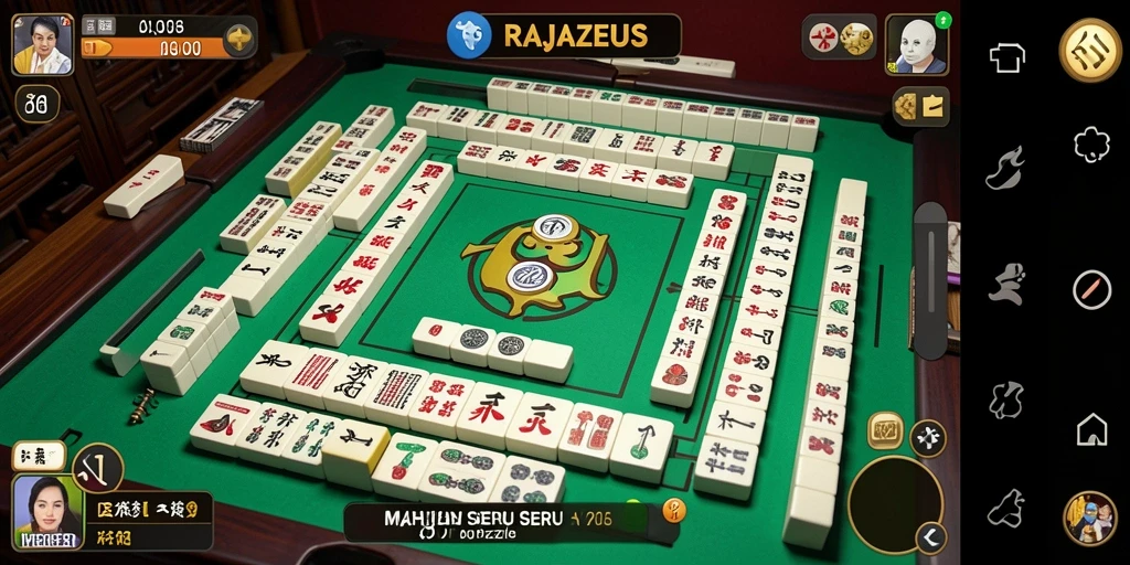 Tampilan gameplay RAJAZEUS dengan karakter Mahjong yang menarik.