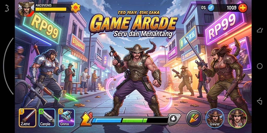 Tampilan gameplay RP99 yang penuh warna dan seru.