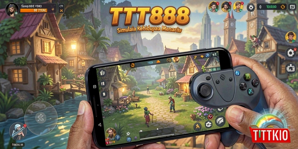 Screenshot utama TTT888 menampilkan grafis permainan simulasi yang mendetail.