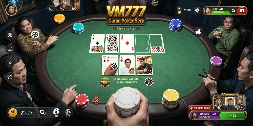 Tampilan gameplay <strong>VM777</strong> yang menampilkan poker seru.