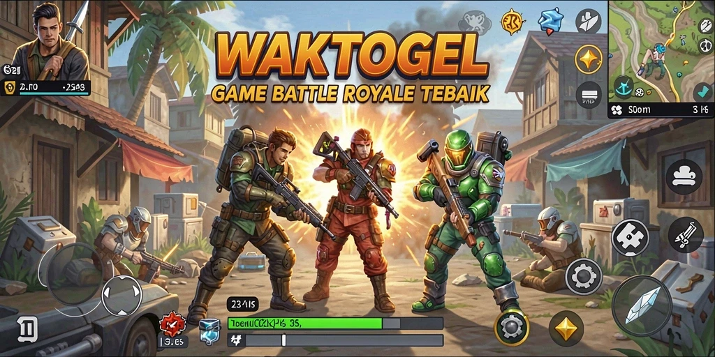 Tampilan gameplay seru dalam WAKTOGEL saat bertarung di Battle Royale.